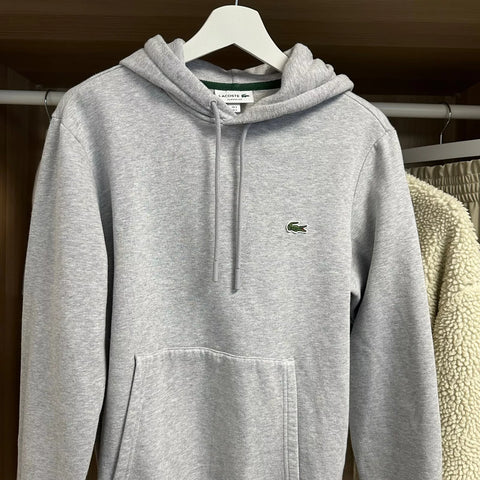 Lacoste Mens Pullover Hoodie Size S / FR3 Grey Croc Basic Logo Sweat.