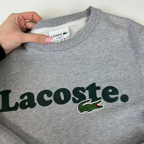 Lacoste Mens Basic Sweatshirt Size FR3 / S Grey Crewneck Spellout Sweat.